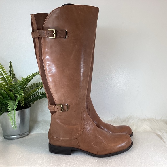 NATURALIZER N5 COMFORT LEATHER WIDE CALF JAMISON RIDING BOOTS SZ 8 - Picture 1 of 12